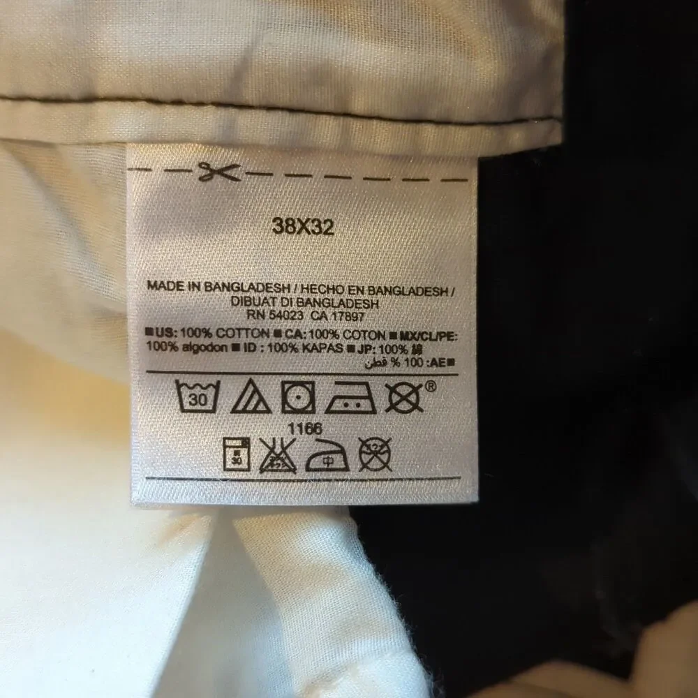 Old Navy Classic Straight Pants Mens 38x32 Black Chinos Khakis Preppy